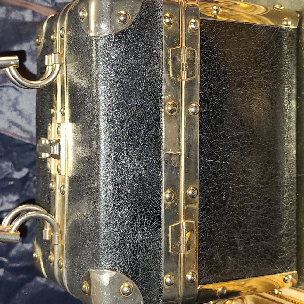 Vintage Delill Pocketbook Bag, Brass w/ beautiful gold trim Black inside & out